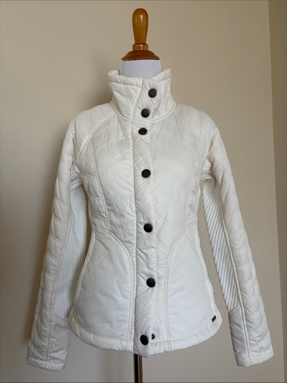 Prana White Quilted Zip Up Jacket